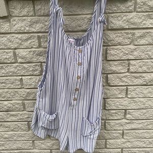 NEW Medium Blue and White Pin Stripe Romper